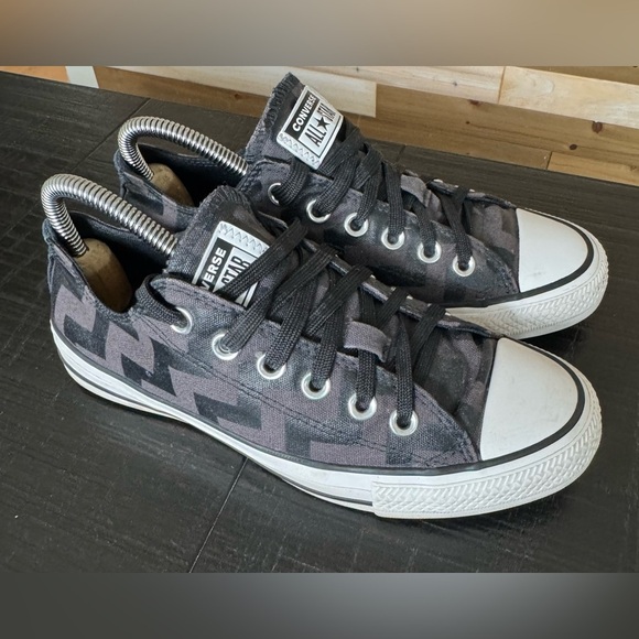 Converse Chuck Taylor All Star Glam Dunk Low Top Zig Zag Black Sneakers SZ 7 - Picture 1 of 11